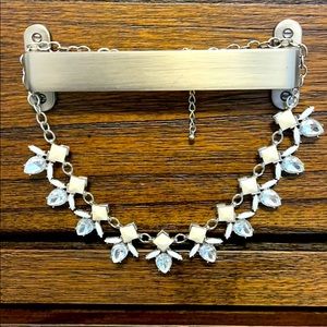 Silver chain necklace with white & diamond accents